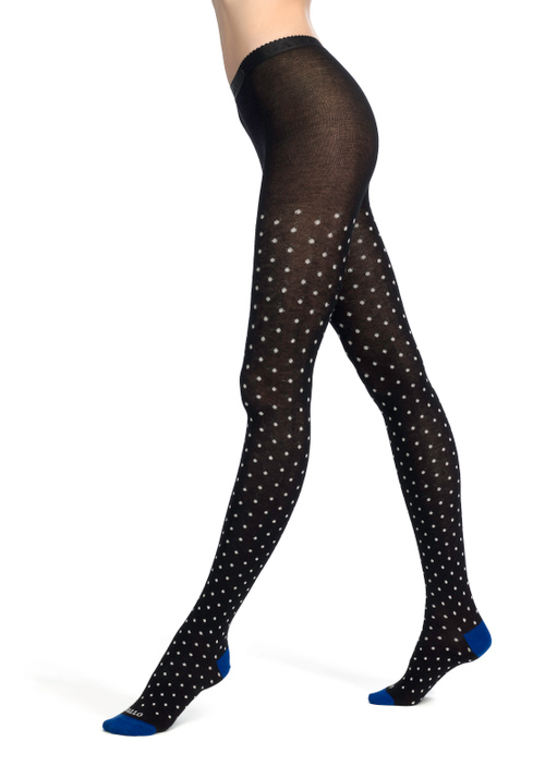 Women's black cotton tights with polka dots pattern - Tights | Gallo 1927 - Official Online Shop