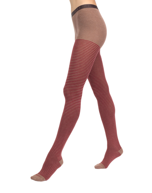 Women's beige cotton tights with Windsor stripes - Tights | Gallo 1927 - Official Online Shop