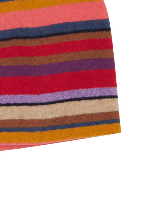Unisex burgundy fleece beanie with multicoloured stripes - Accessories | Gallo 1927 - Official Online Shop