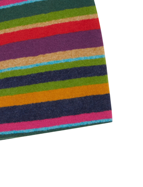 Unisex blue fleece beanie with multicoloured stripes - Accessories | Gallo 1927 - Official Online Shop