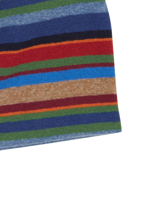Unisex blue fleece beanie with multicoloured stripes - Accessories | Gallo 1927 - Official Online Shop