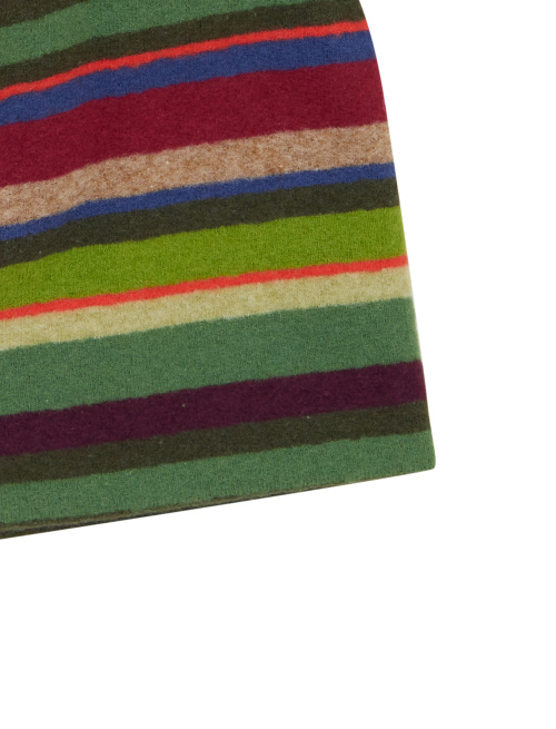 Unisex green fleece beanie with multicoloured stripes - Accessories | Gallo 1927 - Official Online Shop