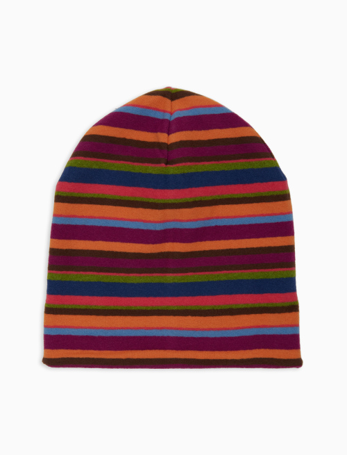 Berretto reversibile unisex pile fucsia righe multicolor - Copricapo | Gallo 1927 - Official Online Shop