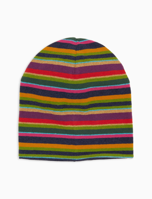 Berretto reversibile unisex pile blu righe multicolor - Copricapo | Gallo 1927 - Official Online Shop