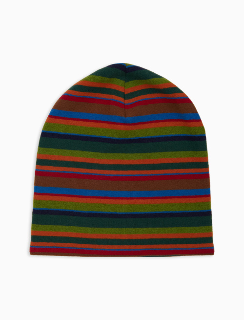 Berretto reversibile unisex pile verde righe multicolor - Copricapo | Gallo 1927 - Official Online Shop