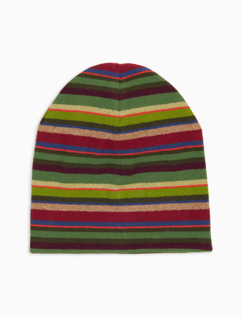 Berretto reversibile unisex pile verde righe multicolor - Copricapo | Gallo 1927 - Official Online Shop