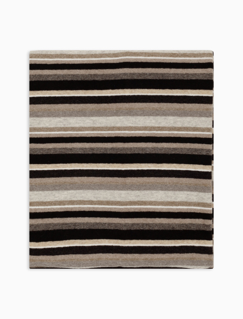 Unisex black fleece scarf with multicoloured stripes - Scarves | Gallo 1927 - Official Online Shop