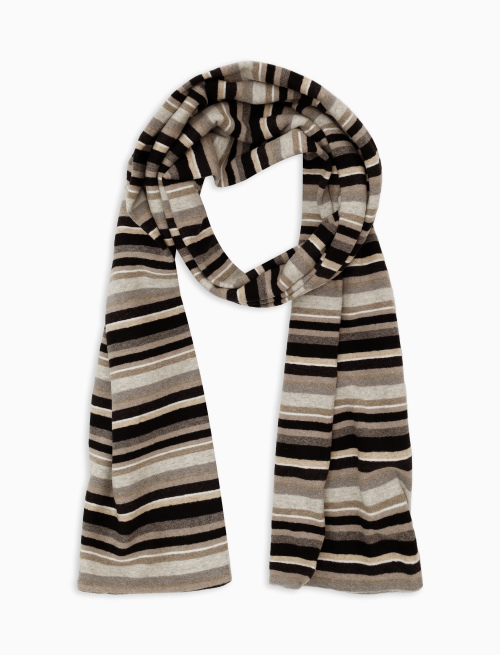 Unisex black fleece scarf with multicoloured stripes | Gallo 1927 - Official Online Shop