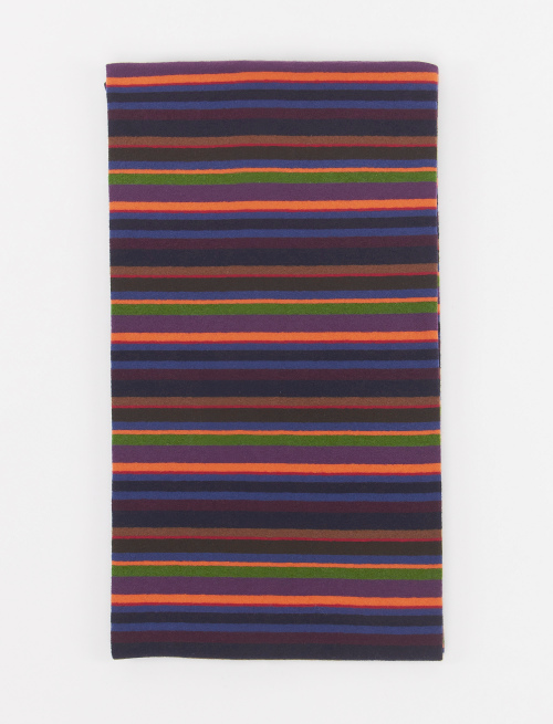 Unisex royal blue fleece scarf with multicoloured stripes - Scarves | Gallo 1927 - Official Online Shop