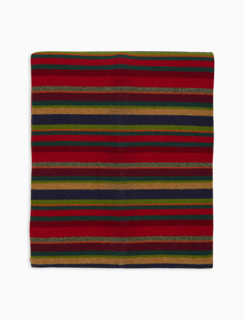 Unisex red fleece scarf with multicoloured stripes - Scarves | Gallo 1927 - Official Online Shop