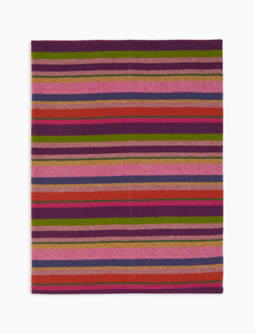 Unisex purple fleece scarf with multicoloured stripes - Accessories | Gallo 1927 - Official Online Shop