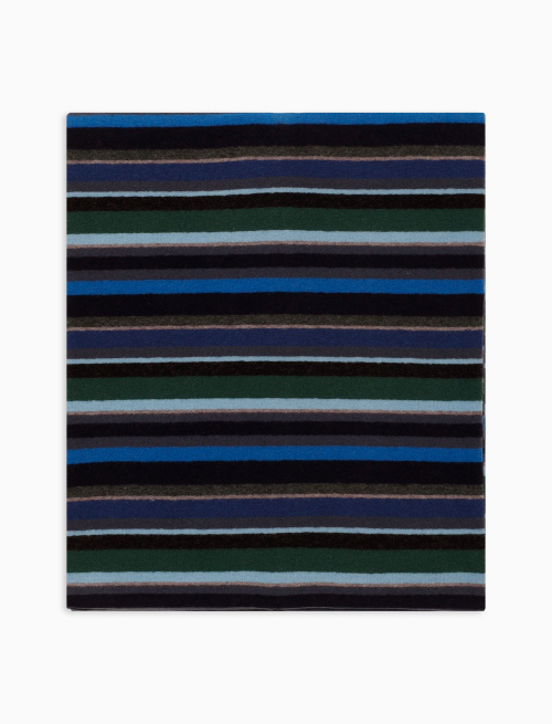 Unisex blue fleece scarf with multicoloured stripes - Scarves | Gallo 1927 - Official Online Shop