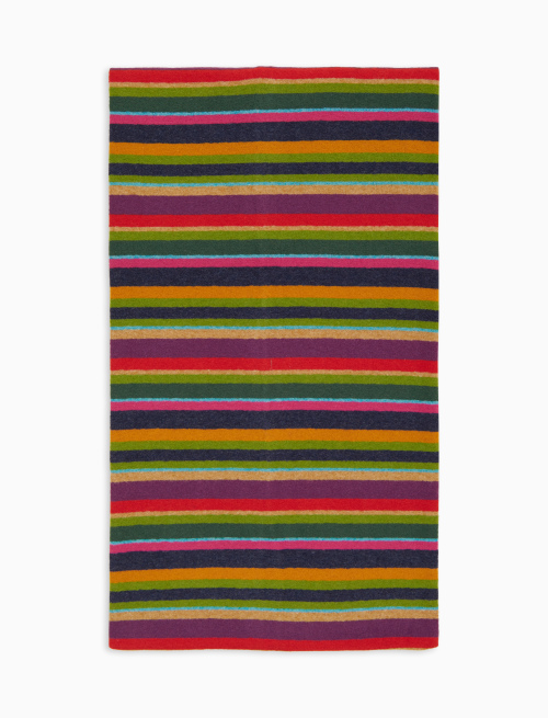 Unisex blue fleece scarf with multicoloured stripes - Accessories | Gallo 1927 - Official Online Shop