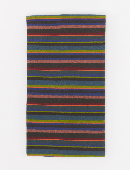 Unisex forest green fleece scarf with multicoloured stripes - Scarves | Gallo 1927 - Official Online Shop