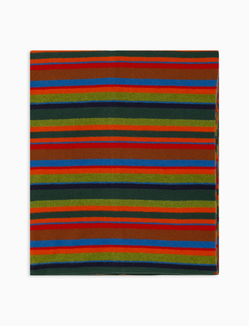 Unisex green fleece scarf with multicoloured stripes - Scarves | Gallo 1927 - Official Online Shop