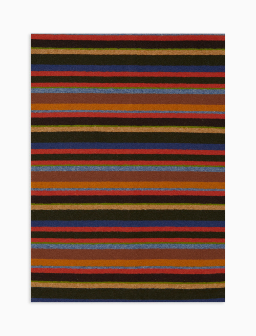 Unisex green fleece scarf with multicoloured stripes - Accessories | Gallo 1927 - Official Online Shop