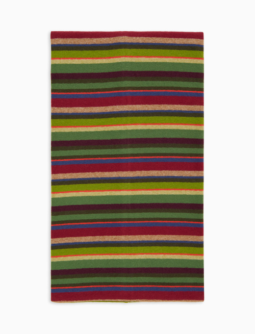 Unisex green fleece scarf with multicoloured stripes - Accessories | Gallo 1927 - Official Online Shop