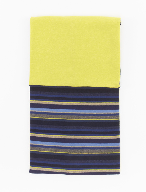 Unisex blue fleece neck warmer with multicoloured stripes - Scarves | Gallo 1927 - Official Online Shop