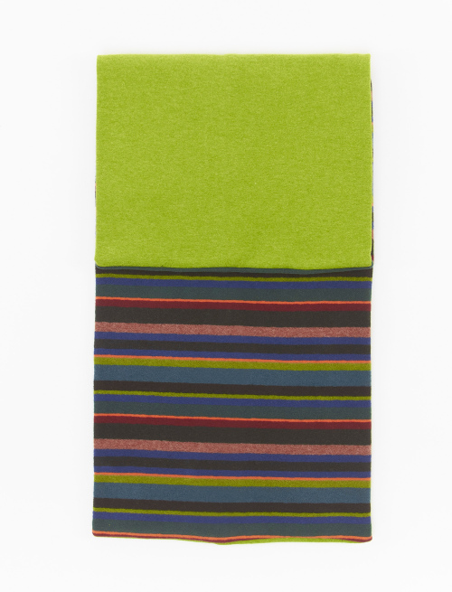 Unisex forest green fleece neck warmer with multicoloured stripes - Scarves | Gallo 1927 - Official Online Shop