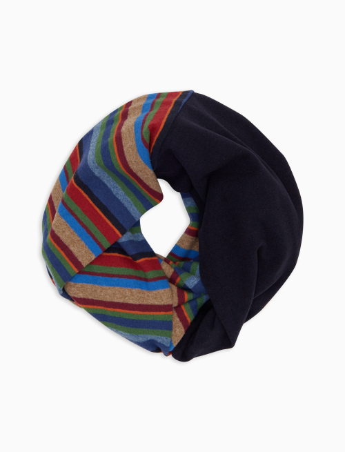 Unisex blue fleece neck warmer with multicoloured stripes - neck warmer | Gallo 1927 - Official Online Shop