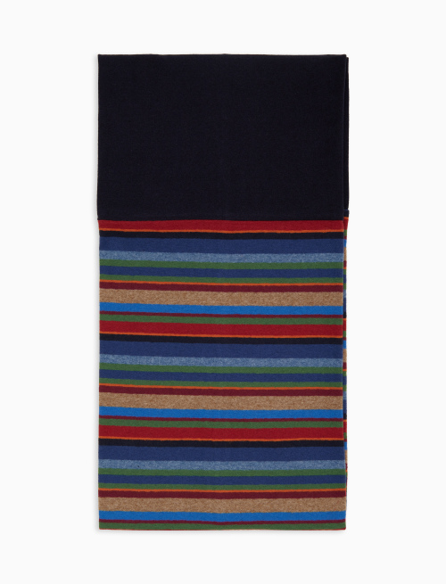 Unisex blue fleece neck warmer with multicoloured stripes - neck warmer | Gallo 1927 - Official Online Shop
