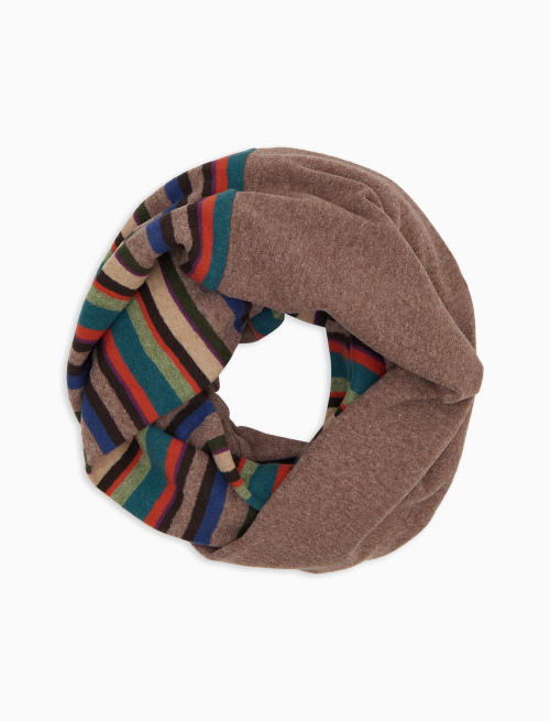 Unisex beige fleece neck warmer with multicoloured stripes - neck warmer | Gallo 1927 - Official Online Shop