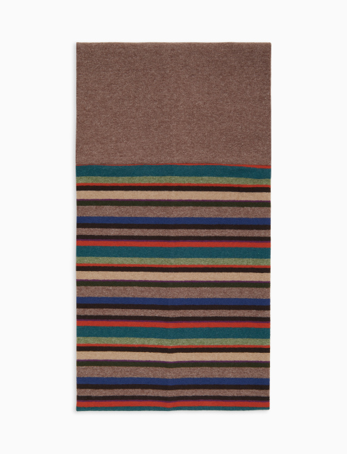 Unisex beige fleece neck warmer with multicoloured stripes - neck warmer | Gallo 1927 - Official Online Shop