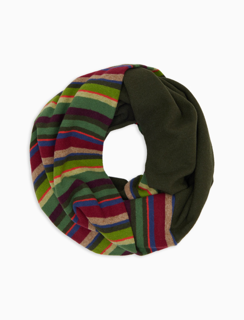 Unisex green fleece neck warmer with multicoloured stripes - neck warmer | Gallo 1927 - Official Online Shop