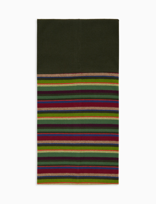 Unisex green fleece neck warmer with multicoloured stripes - neck warmer | Gallo 1927 - Official Online Shop