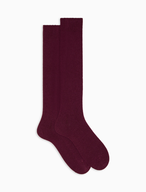Women's long plain purple cashmere socks - Socks | Gallo 1927 - Official Online Shop