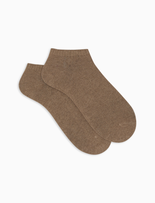 Women's plain beige cashmere ankle socks - Invisible | Gallo 1927 - Official Online Shop