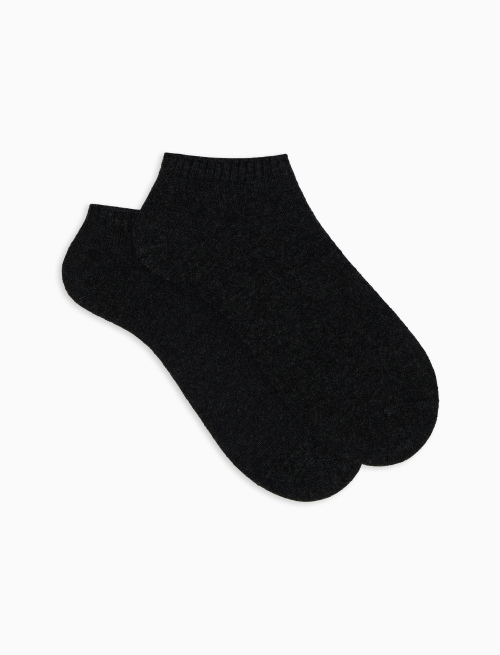 Women's plain charcoal grey cashmere ankle socks - Invisible | Gallo 1927 - Official Online Shop