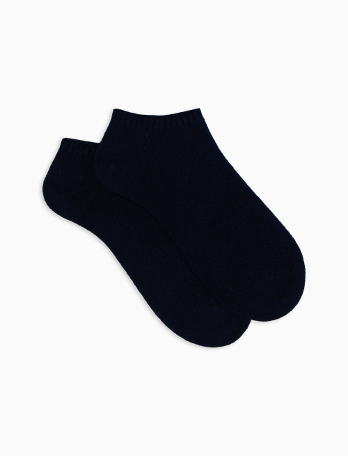 Women's plain blue cashmere ankle socks - Invisible | Gallo 1927 - Official Online Shop