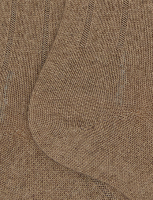Women’s long plain beige ribbed cashmere socks - Special Selection | Gallo 1927 - Official Online Shop