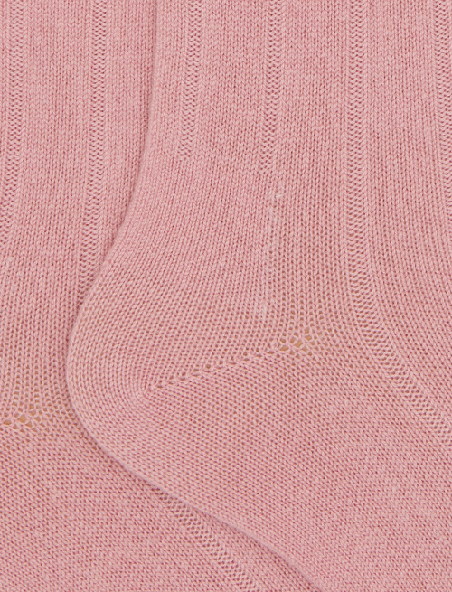 Women’s long plain pink ribbed cashmere socks - Woman | Gallo 1927 - Official Online Shop
