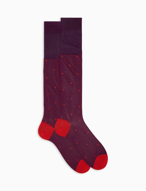Calze lunghe uomo cotone viola fantasia pois su cangiante - New In | Gallo 1927 - Official Online Shop