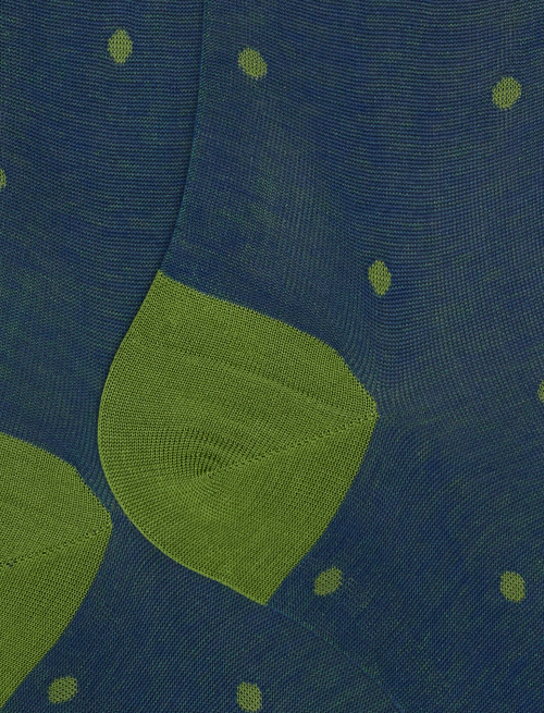 Men's long blue royal cotton socks with polka dots on iridescent base - Man | Gallo 1927 - Official Online Shop