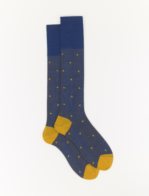 Men's long cosmos cotton socks with polka dots on iridescent base - Second Selection | Gallo 1927 - Official Online Shop
