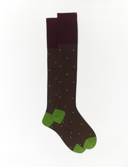 Men's long ocean bordò cotton socks with polka dots on iridescent base - Polka Dot Gallo | Gallo 1927 - Official Online Shop
