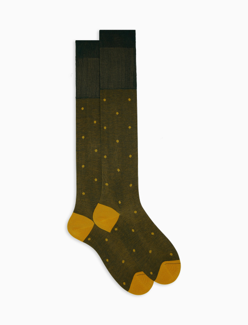 Men's long ocean pine tree cotton socks with polka dots on iridescent base - The New Dandy | Gallo 1927 - Official Online Shop