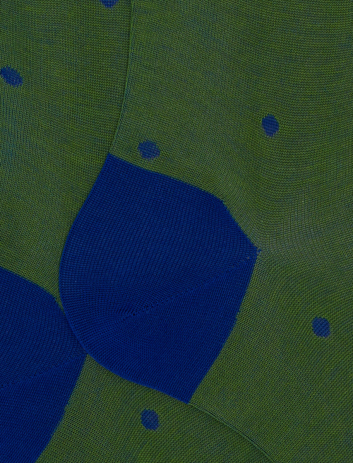 Men's long green cotton socks with polka dot pattern on iridescent base - Man | Gallo 1927 - Official Online Shop