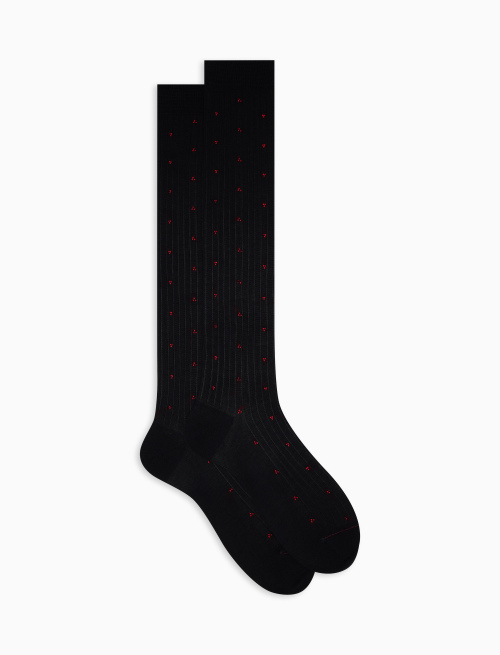 Calze lunghe uomo cotone blu con ricamo rosso - Uomo | Gallo 1927 - Official Online Shop