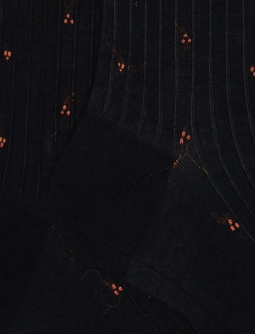 Calze lunghe uomo cotone blu con ricamo arancio - Uomo | Gallo 1927 - Official Online Shop