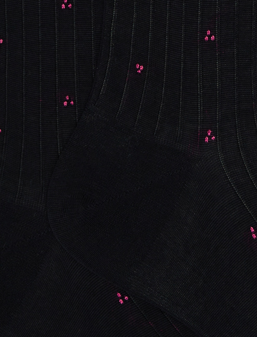 Calze lunghe uomo cotone blu con ricamo fucsia - Uomo | Gallo 1927 - Official Online Shop
