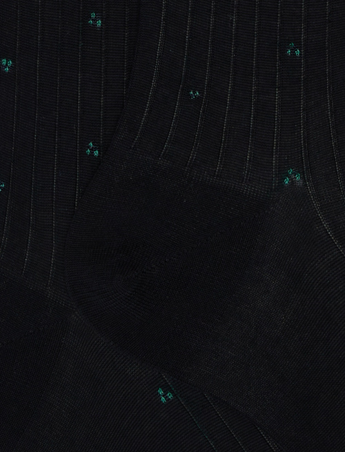 Men's long blue cotton socks with bottle-coloured embroidery - Socks | Gallo 1927 - Official Online Shop