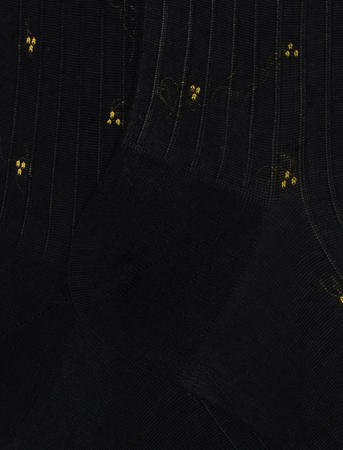 Calze lunghe uomo cotone blu con ricamo giallo - Uomo | Gallo 1927 - Official Online Shop
