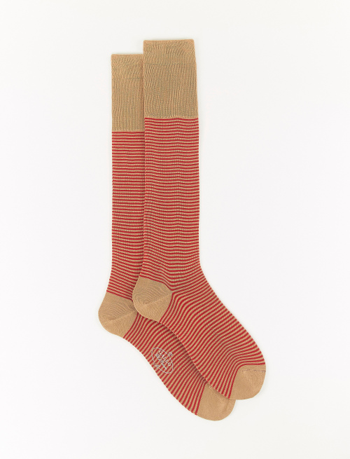 Men's sand cotton socks with Windsor stripes - Second Selection | Gallo 1927 - Official Online Shop