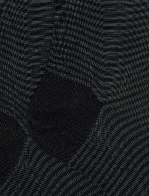 Calze lunghe uomo cotone nero righe windsor - Uomo | Gallo 1927 - Official Online Shop