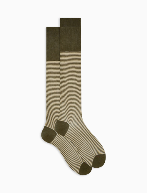 Men's long green cotton socks with Windsor stripes | Gallo 1927 - Official Online Shop