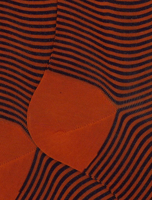 Men's long orange cotton socks with Windsor stripes - Windsor | Gallo 1927 - Official Online Shop